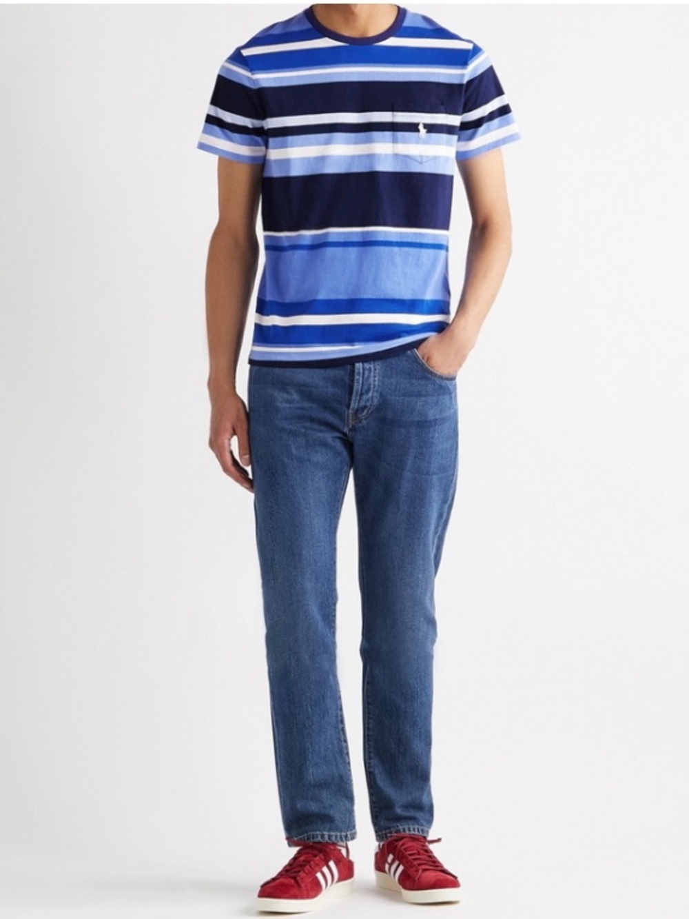 POLO RALPH LAUREN Classic Fit Logo Embroidered Striped Cotton-Jersey T-shirt XXL